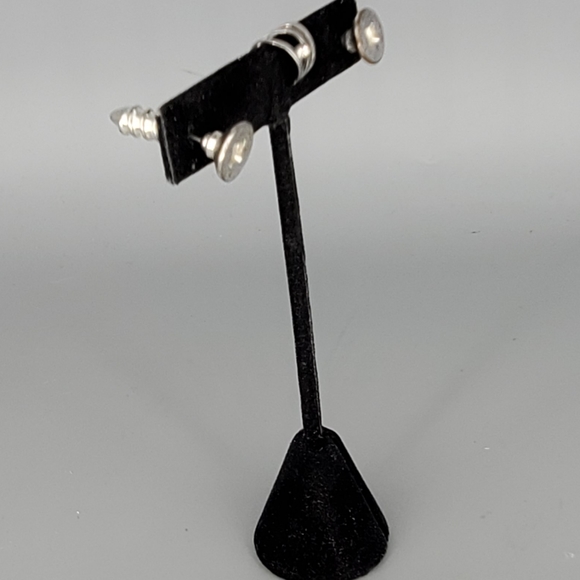 Diana Silvertone Heart Bracelet, Screw Earrings and Earring Cuff 3 Piece Set - Picture 2 of 10